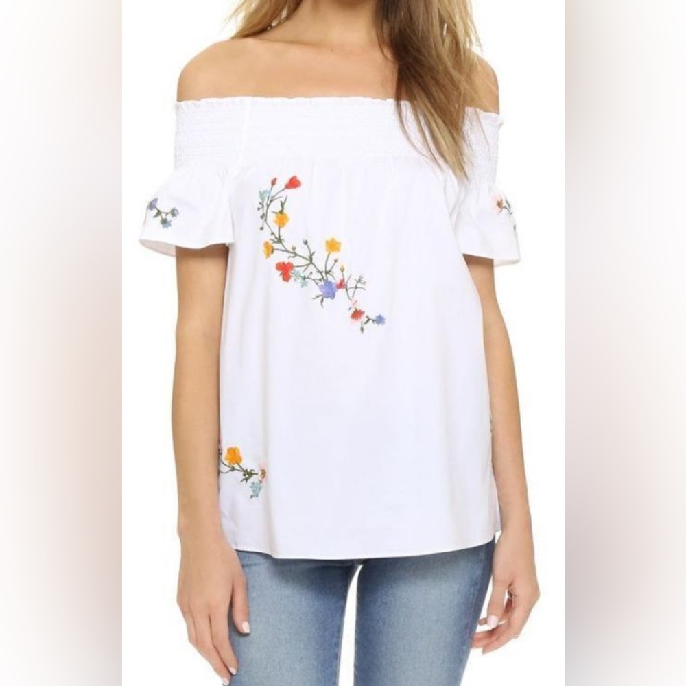 Tory Burch Ivory Smocked Blouse